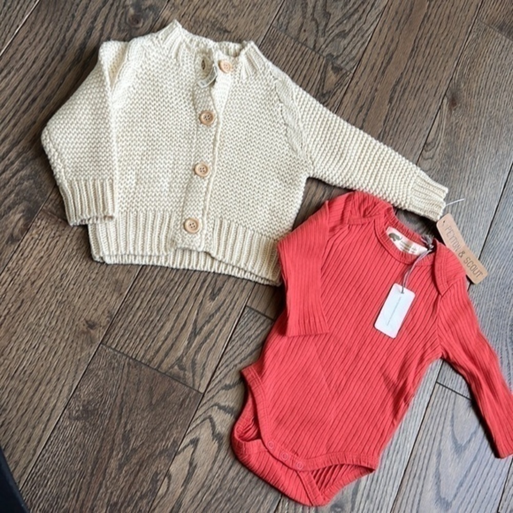 Peyton & Scout 0-3 months Monica and Andy long sleeve body 3-6 months bundle